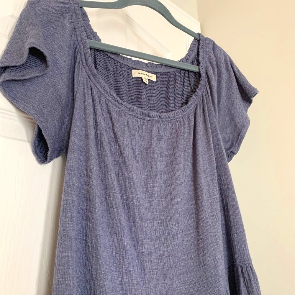 Max Studio Blue Knit Babydoll Dress | Size M